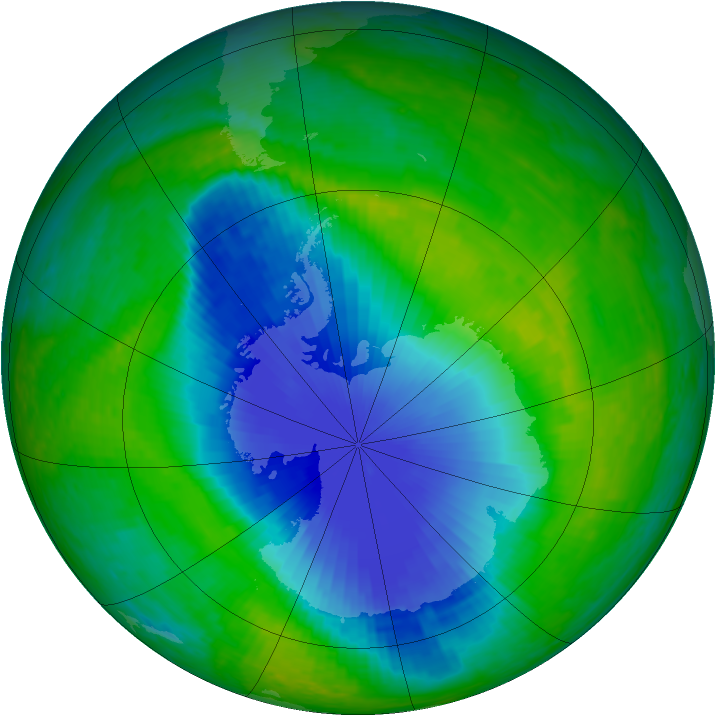 Antarctic ozone map for 30 November 2001